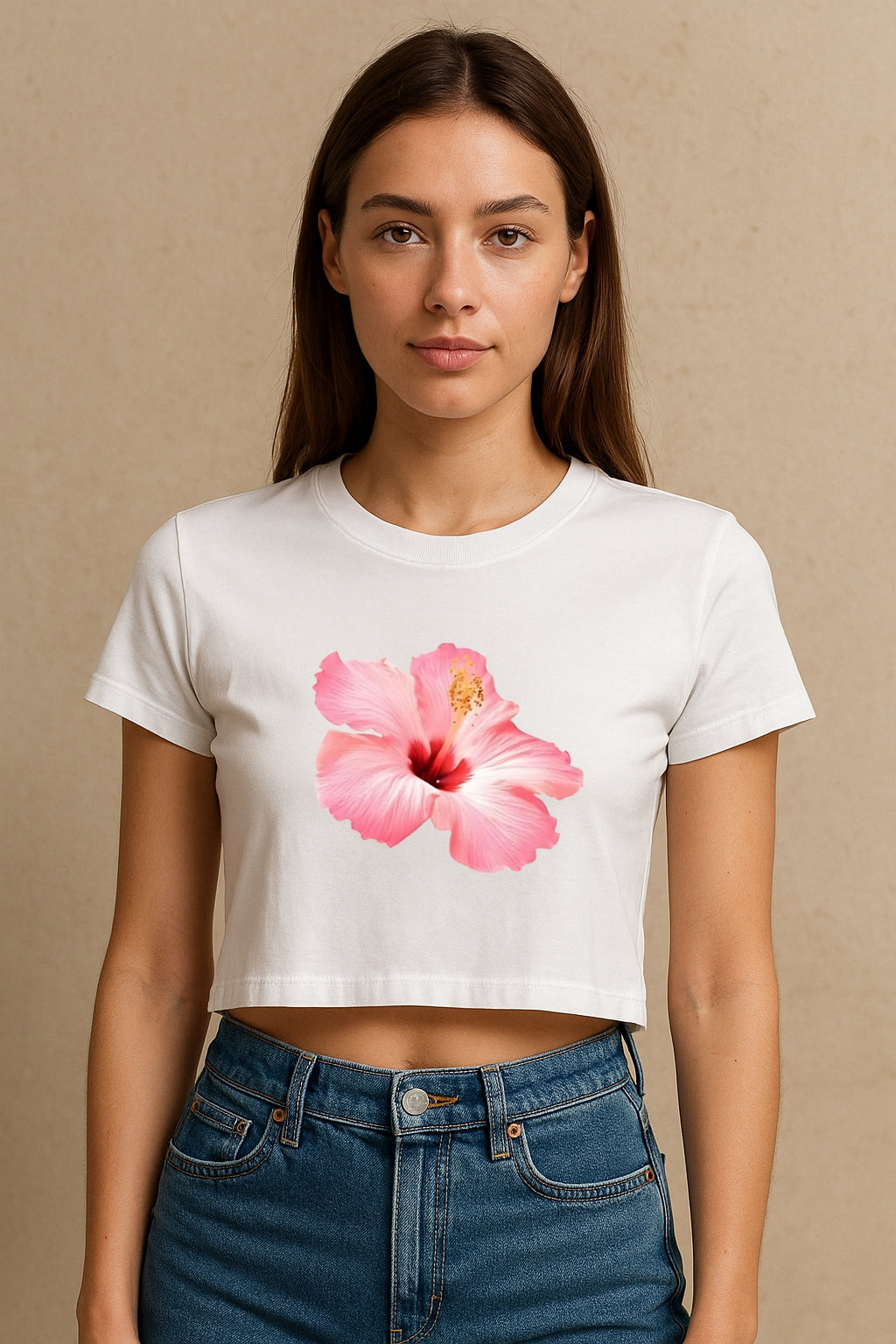 Pink Floral Crop Tee