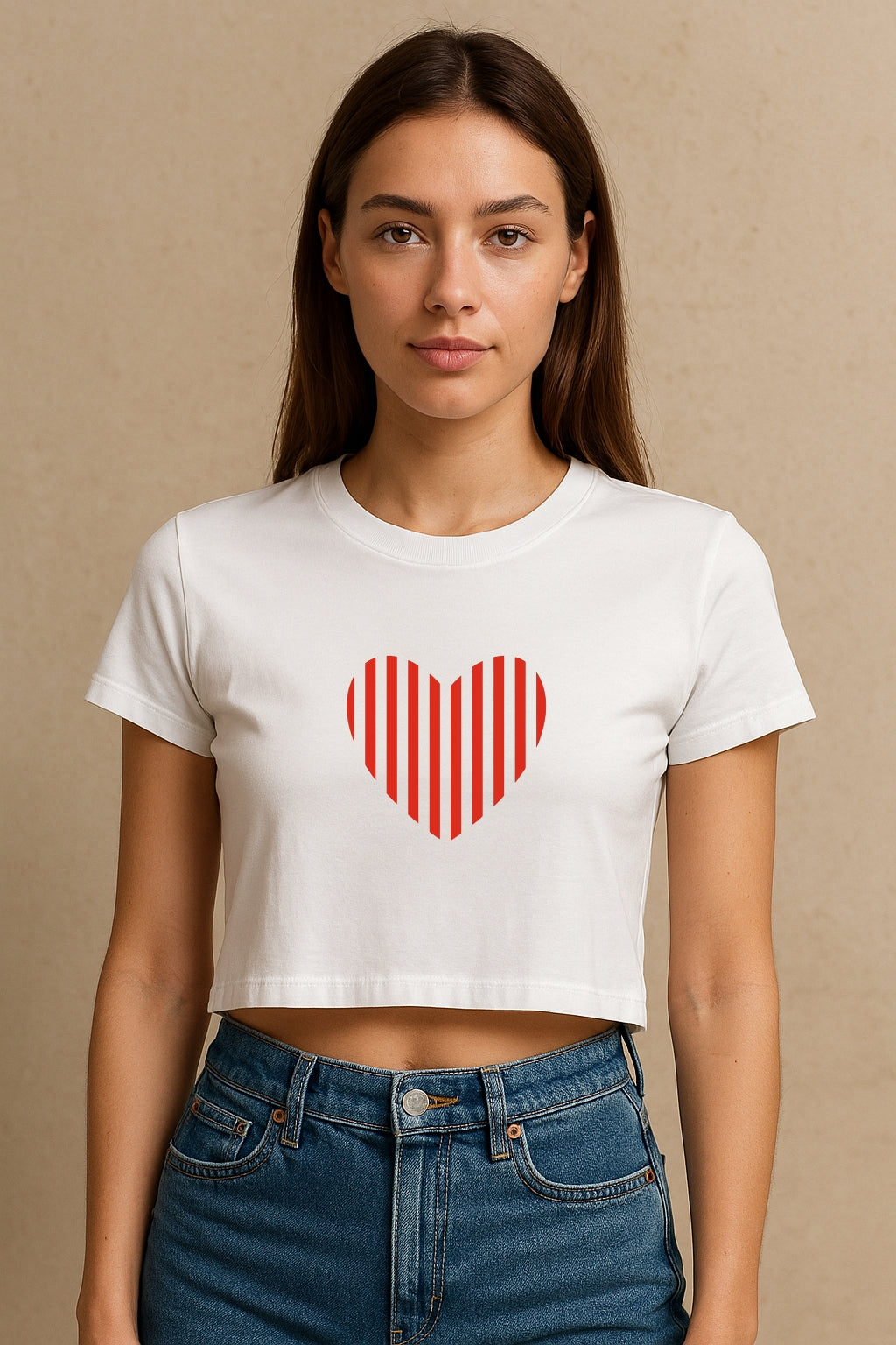 Stripe Heart Crop Tee