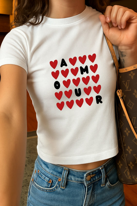 Amour Heart Crop Tee