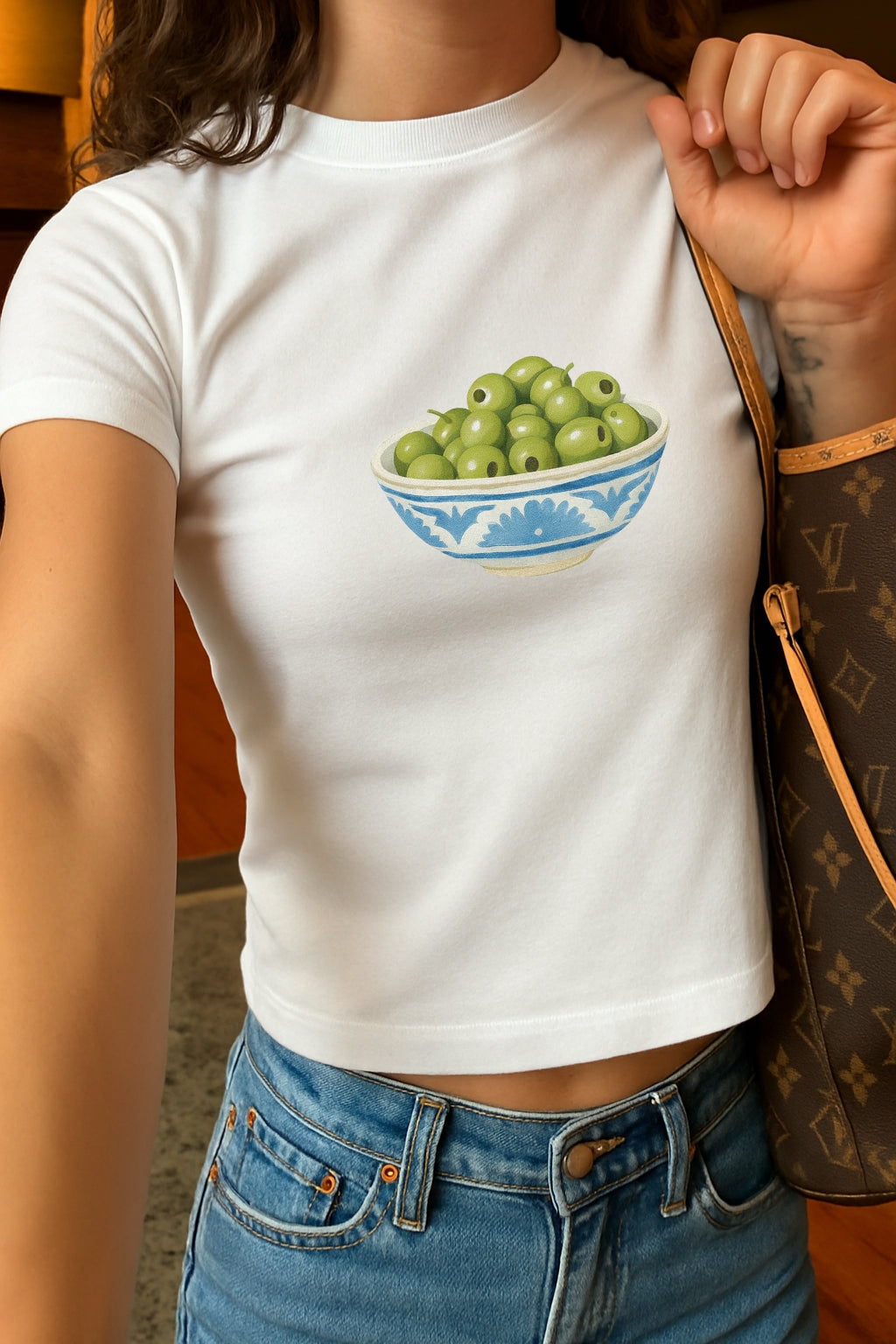 Olive Bowl Crop Tee
