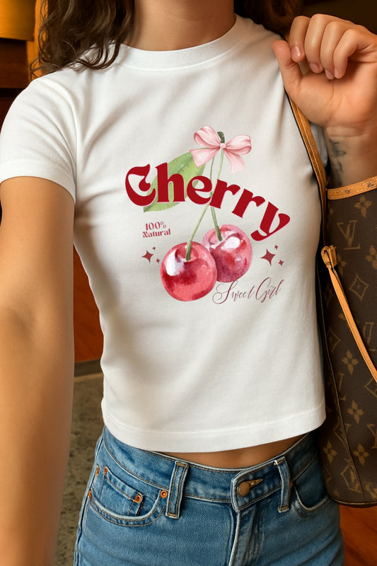 Bow Cherry Crop Tee
