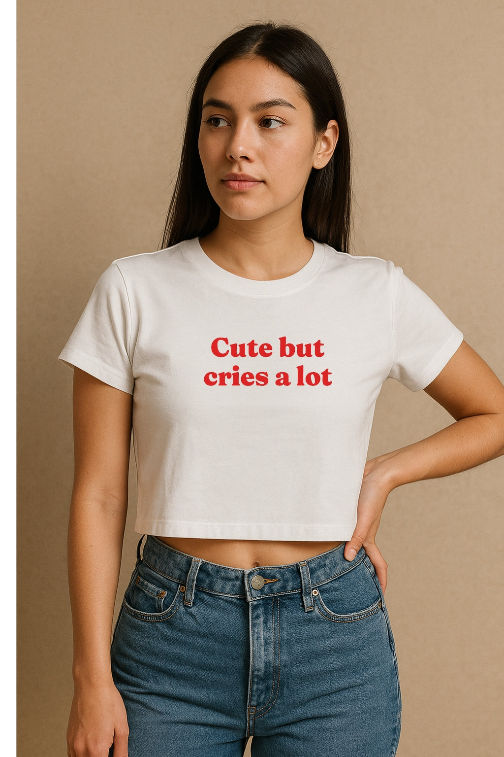 Cute But Cries Crop Tee