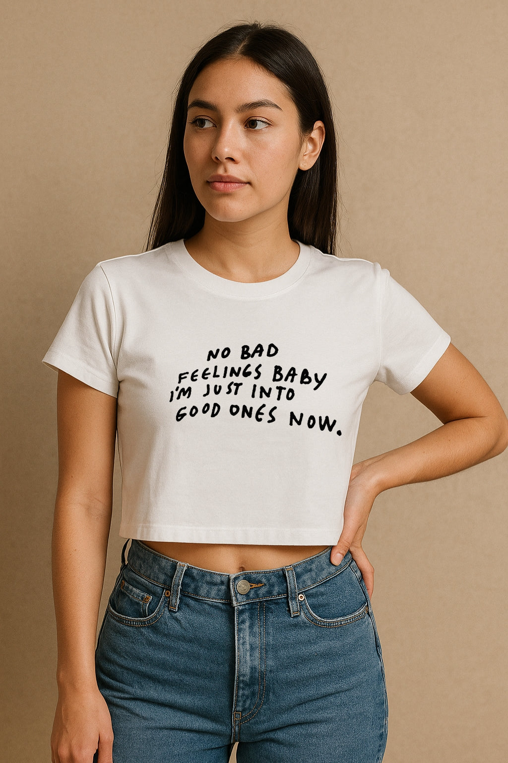 No Bad Feeling Crop Tee