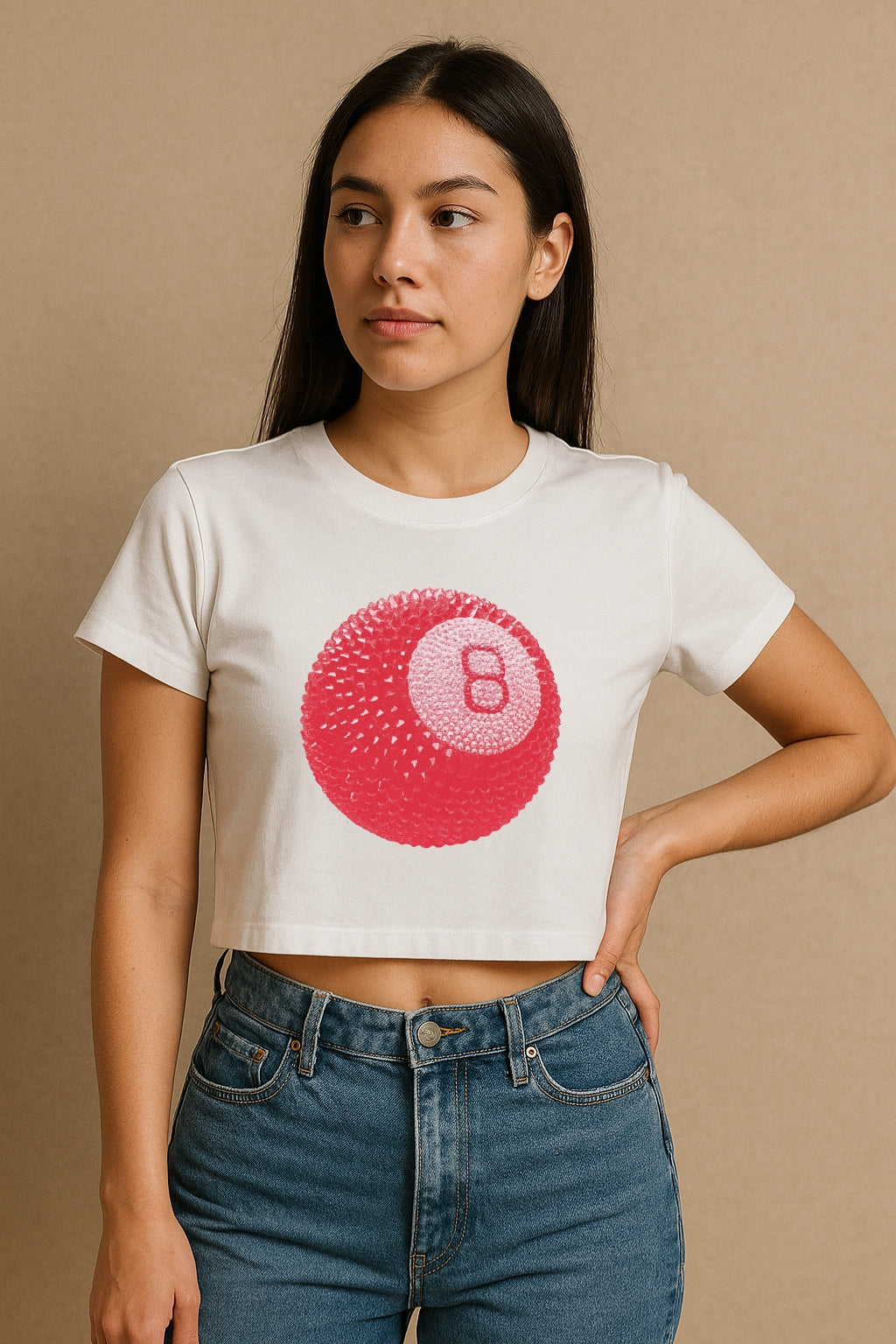 Red 8 Ball Crop Tee