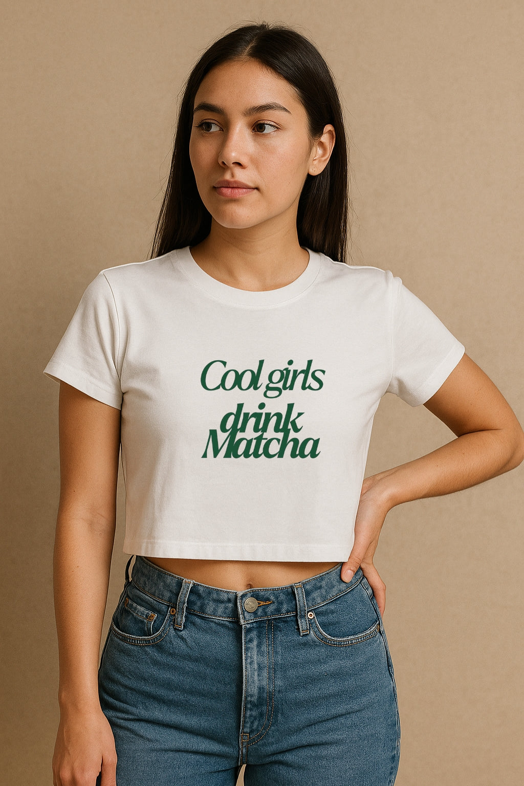 Cool Girls Drink Matcha Crop Tee