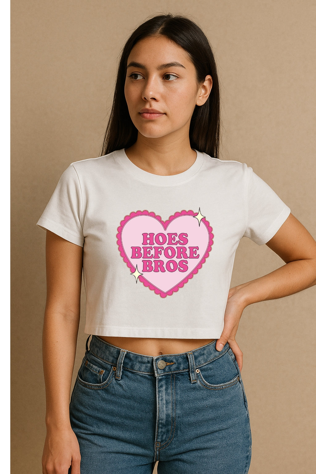 Hoes Before Bros Crop Tee