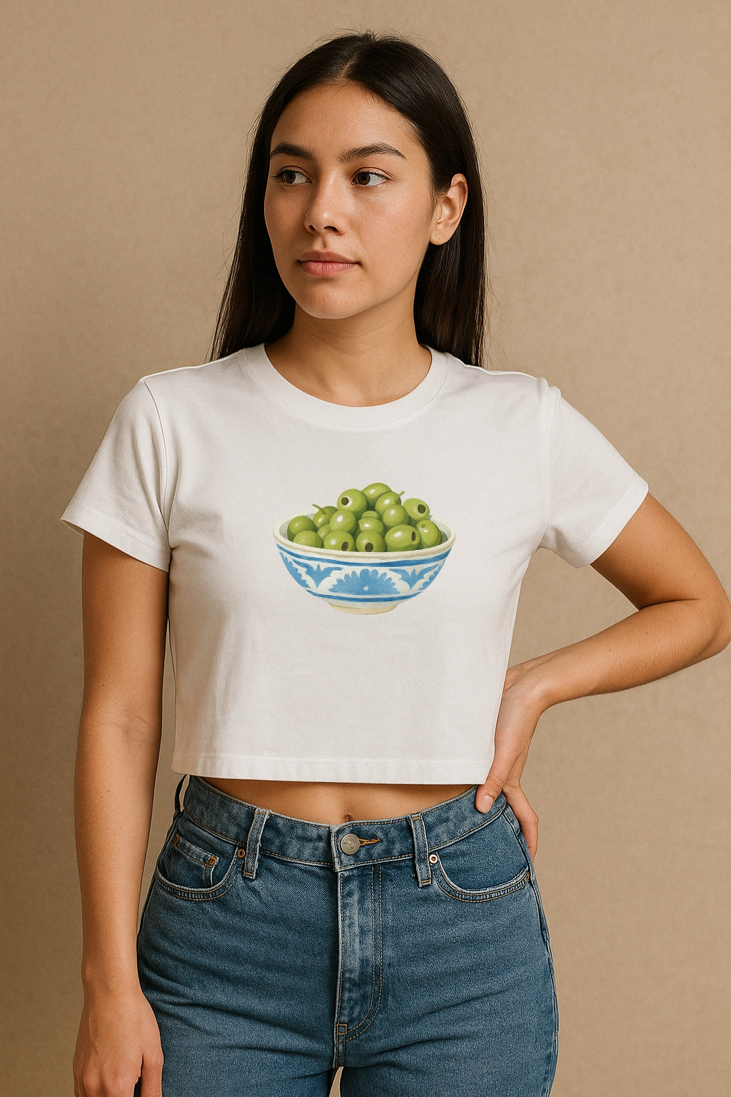 Olive Bowl Crop Tee