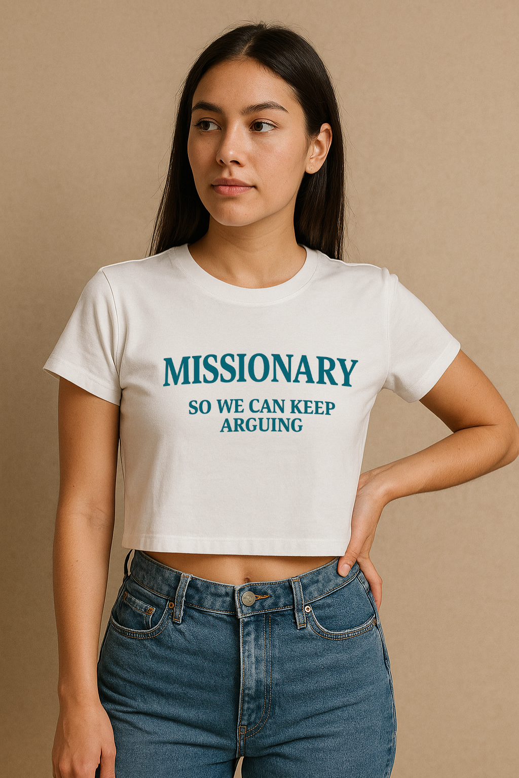 Missionary So We Can Keep Arguing Crop Tee