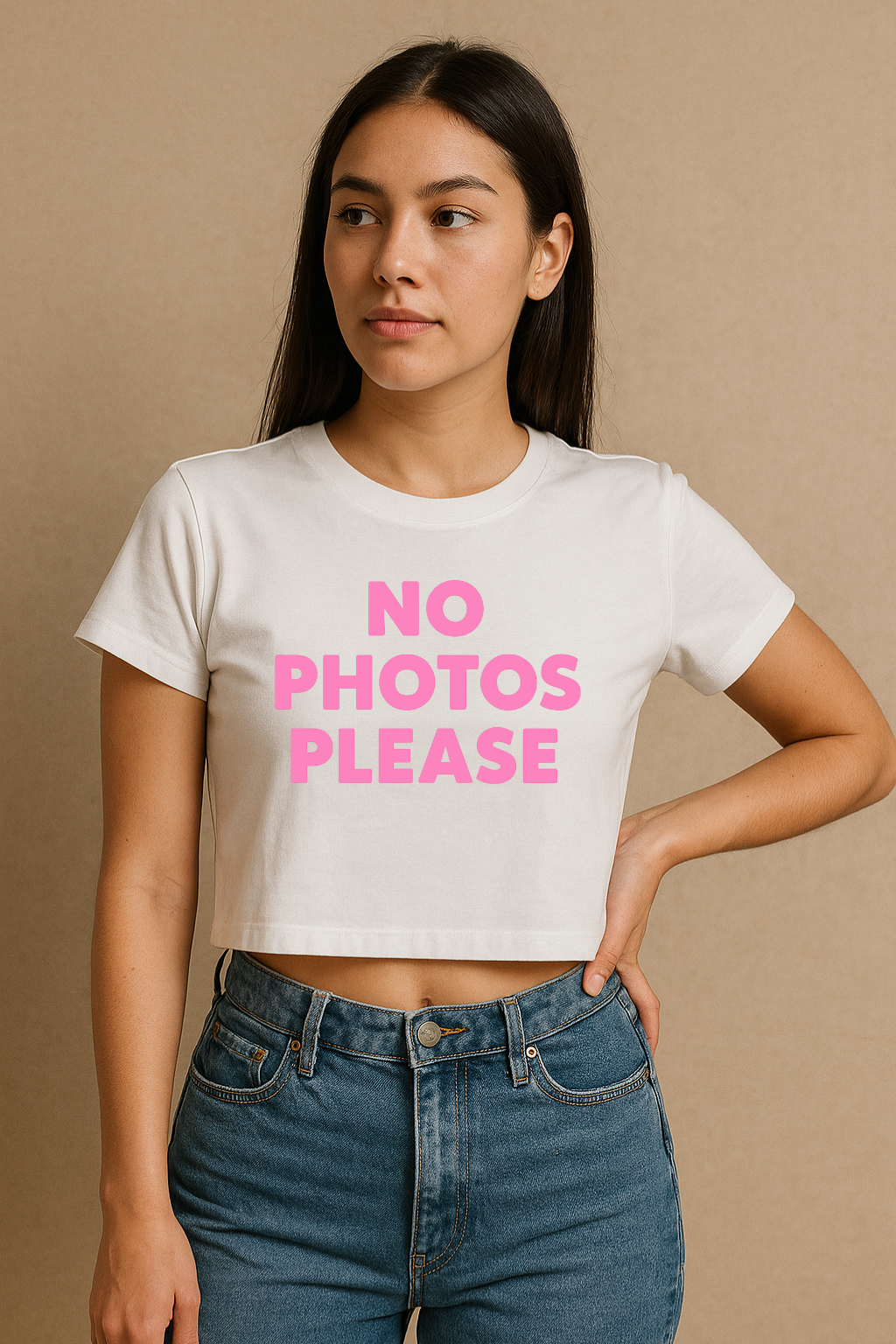 No Photos Please Crop Tee