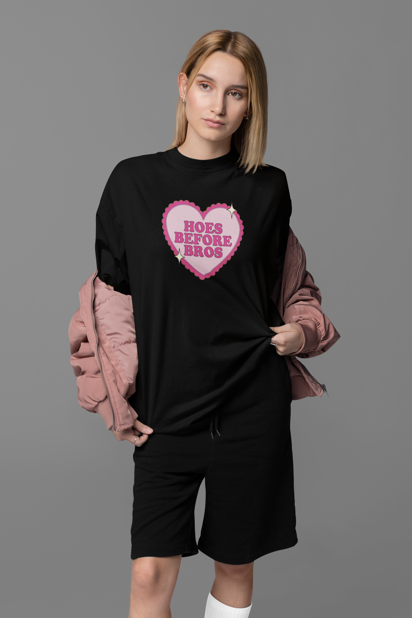 Hoes Before Bros Oversized Tee