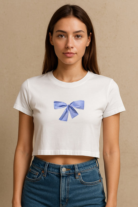 Gingham Bow Crop Tshirt