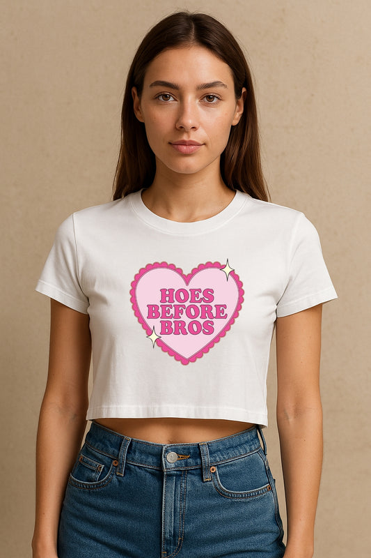Hoes Before Bros Crop Tee
