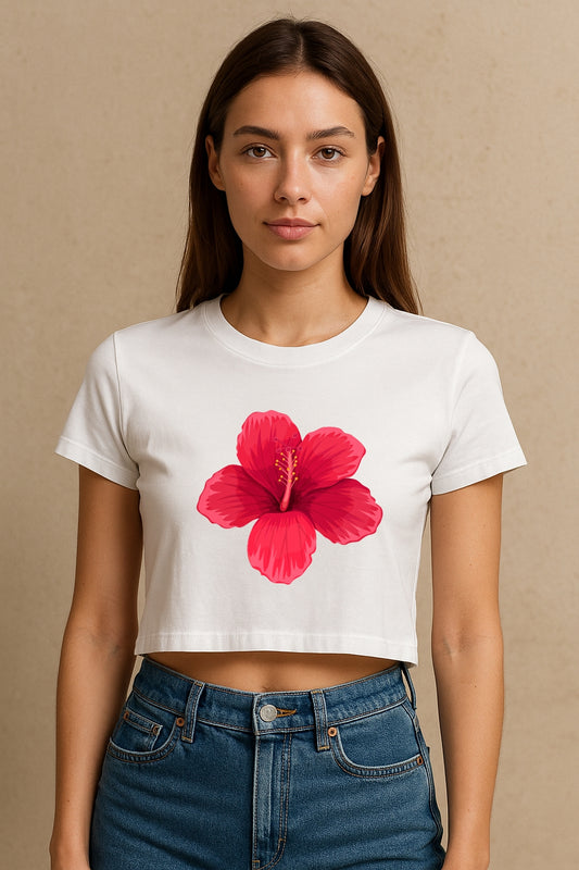 Red Floral Crop Tee