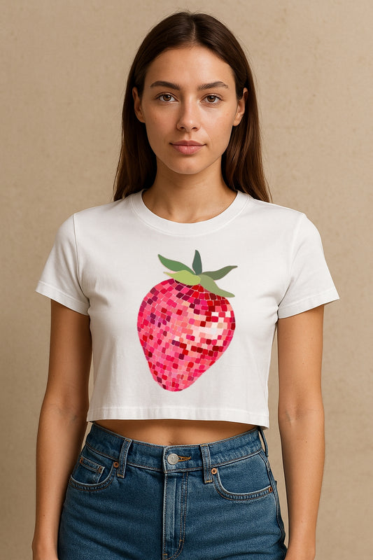 Strawberry Mirror Ball Crop Tee