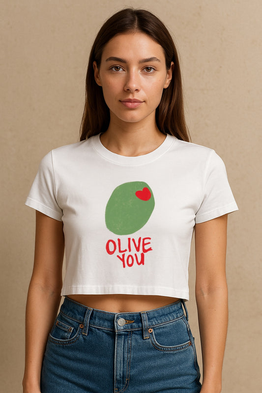 Olive You Crop Tee