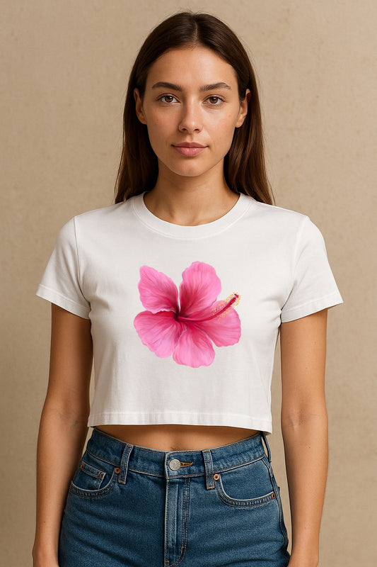Pink Flower Crop Tee
