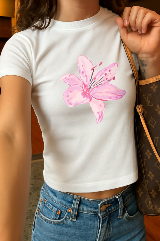 Pink Lily Crop Tee