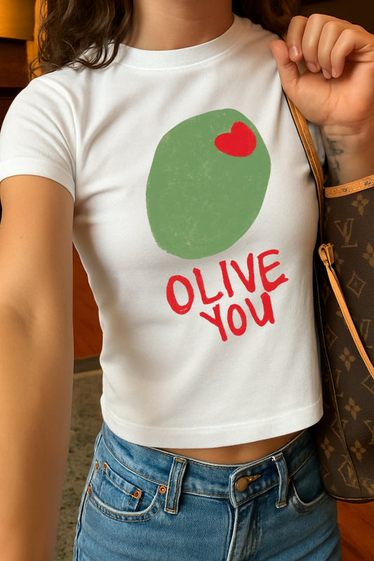 Olive You Crop Tee