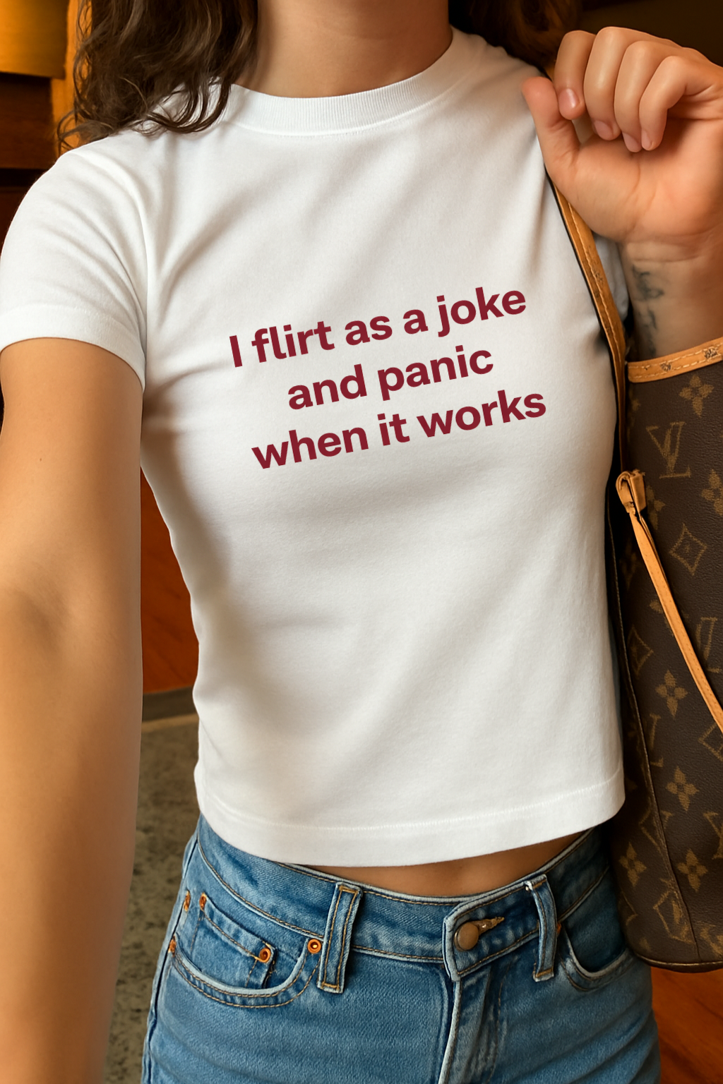 Flirt & Panic Crop Tee