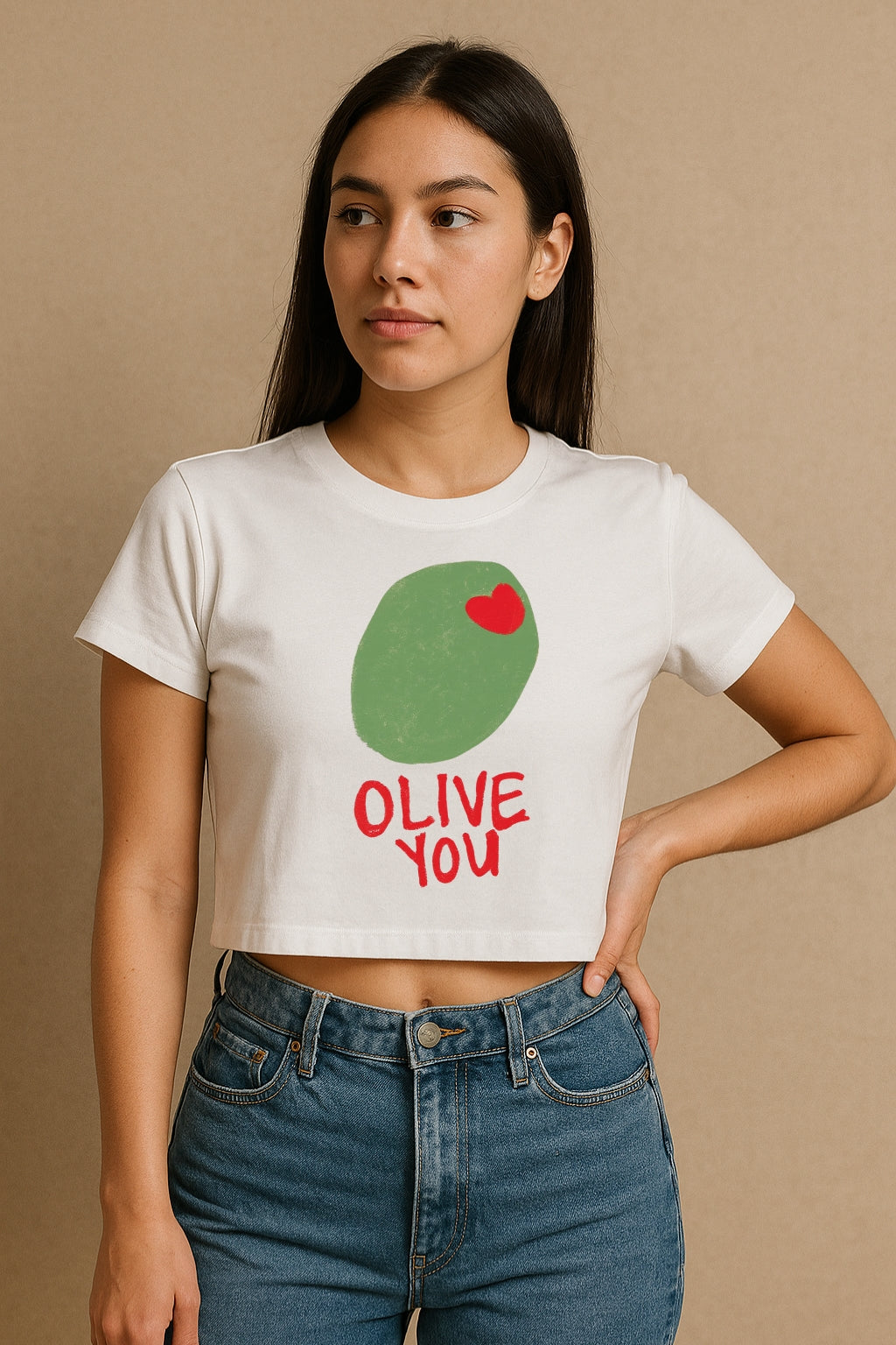 Olive You Crop Tee
