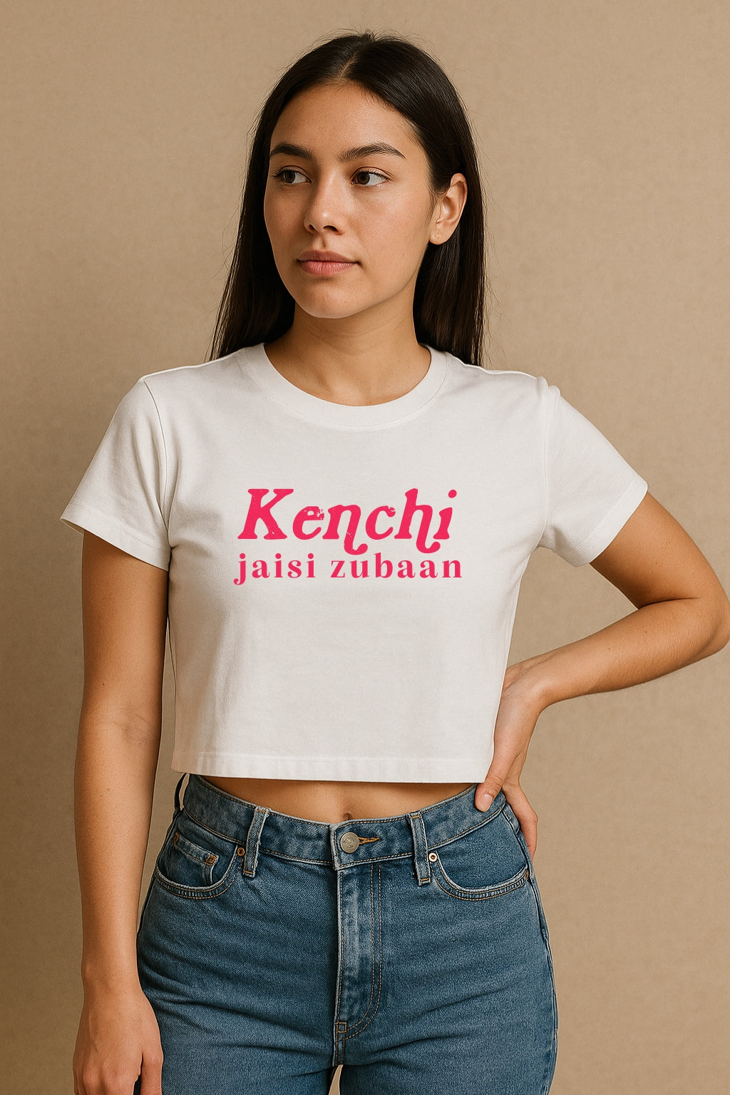 Kenchi Jaise Zubaan Crop Tee