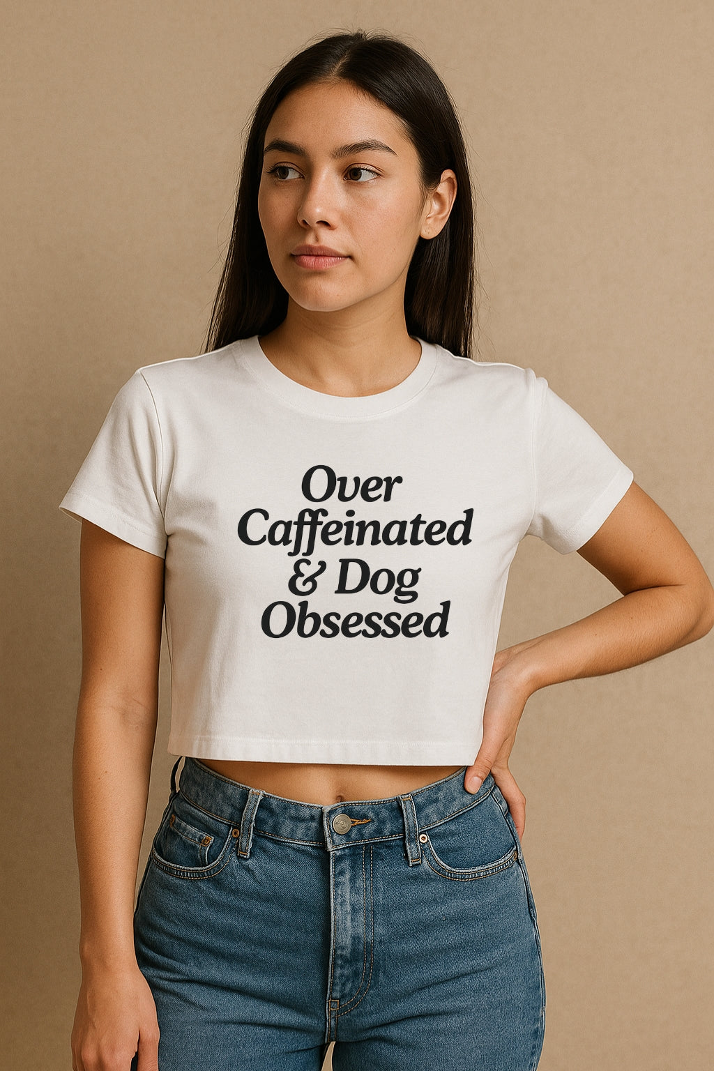 Caffeinated And Dog Obsessed Crop Tee