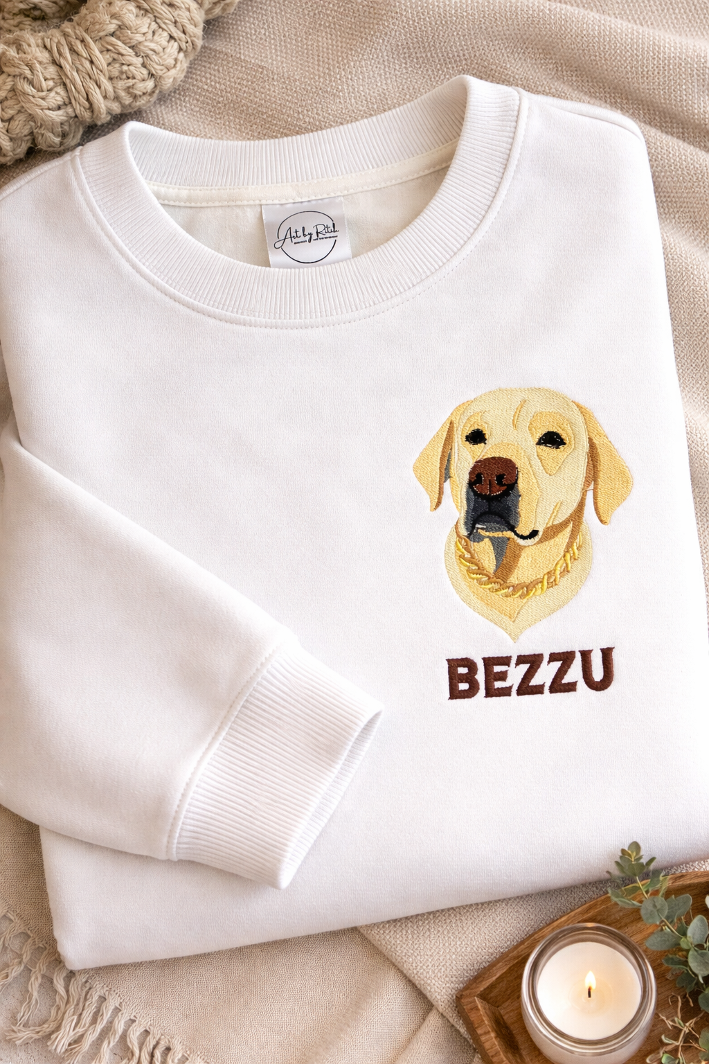 Custom Pet Portrait Embroidered Hoodie