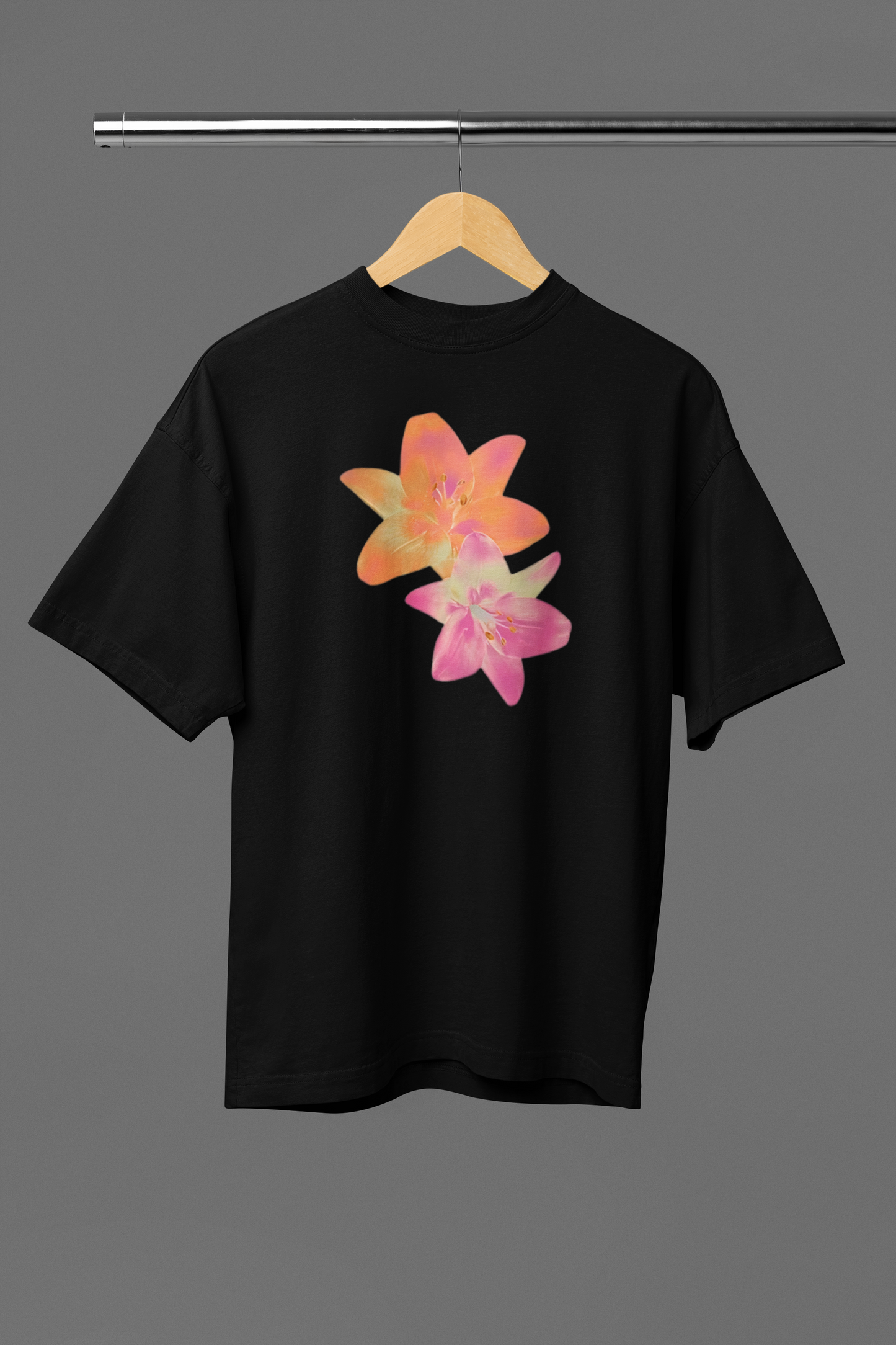 BLACK FLORAL OVERSIZED TEE